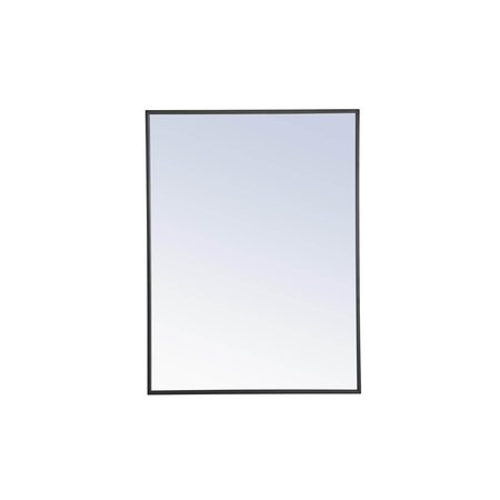 ELEGANT DECOR Metal Frame Rectangle Mirror 24 Inch Black Finish MR4071BK